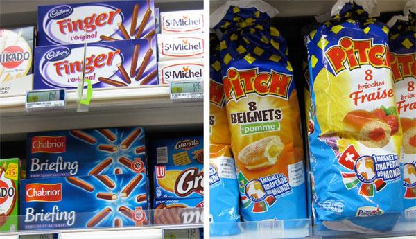Snacks on a French Supermarket shelf