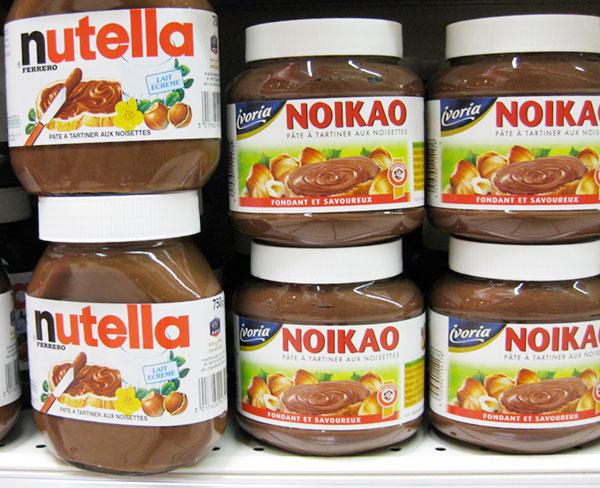 Nutella and Noikao (major brand) in a French Intermarché supermarket