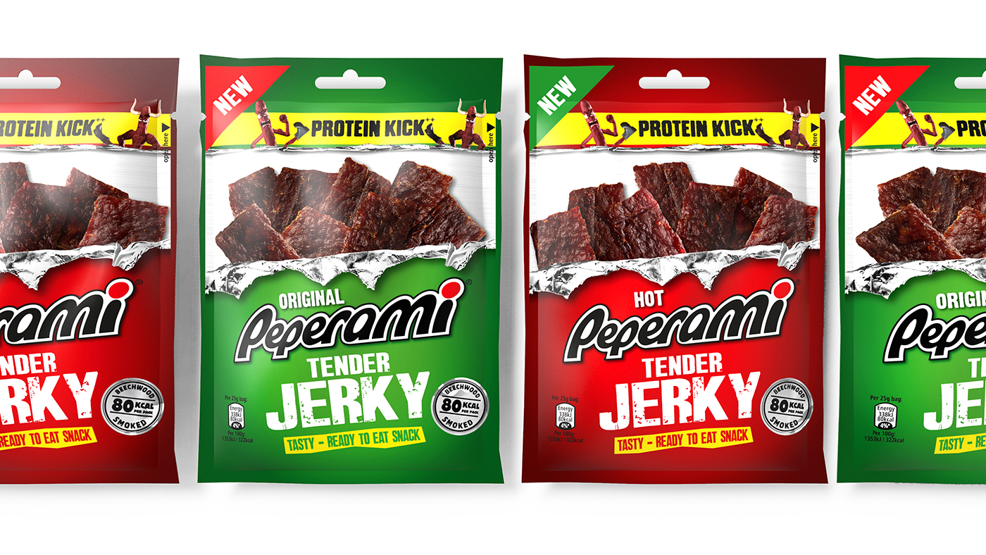 Meat snack branding Peperami Jerky Packaging | Osborne Pike